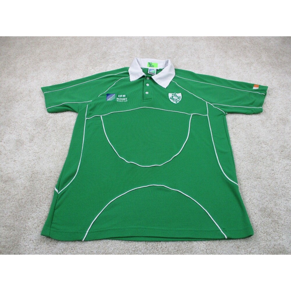 IRB Rugby Polo Shirt Adult Large L Green White Ireland World Cup Irish Mens